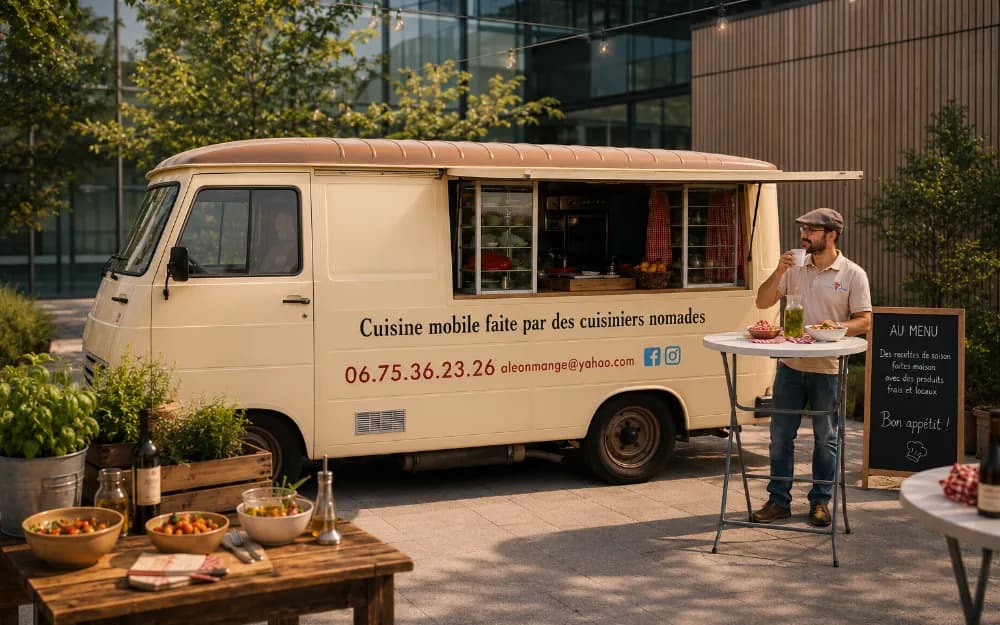 Le food truck A Léon Mange installé en service