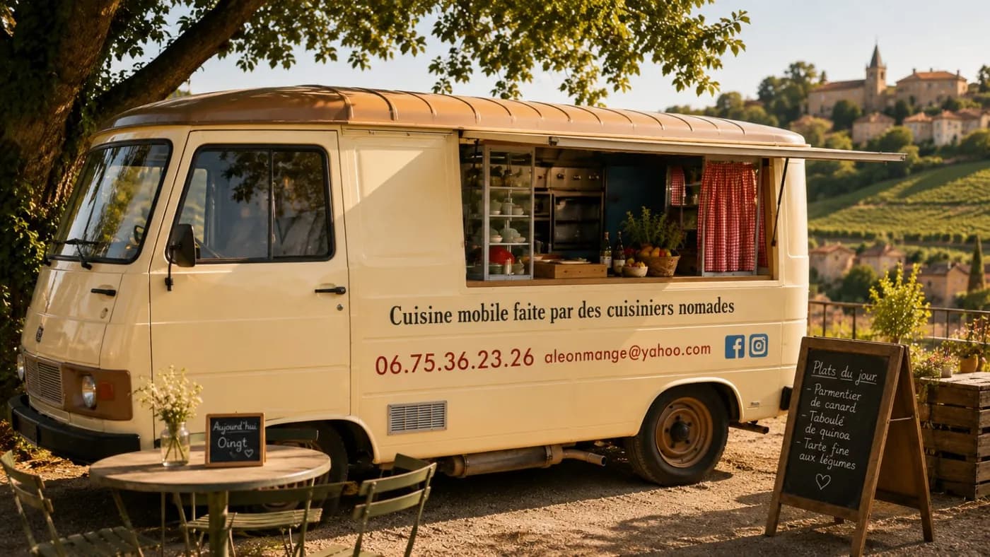 Le food truck A Léon Mange dans les vignes du Beaujolais